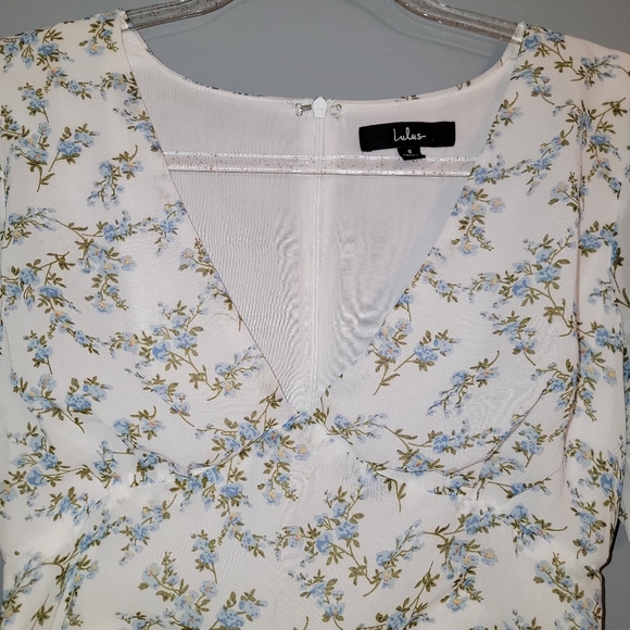 Lulu's White Floral V-Neck Ruffle Tiered Mini Dress - Picture 3 of 6